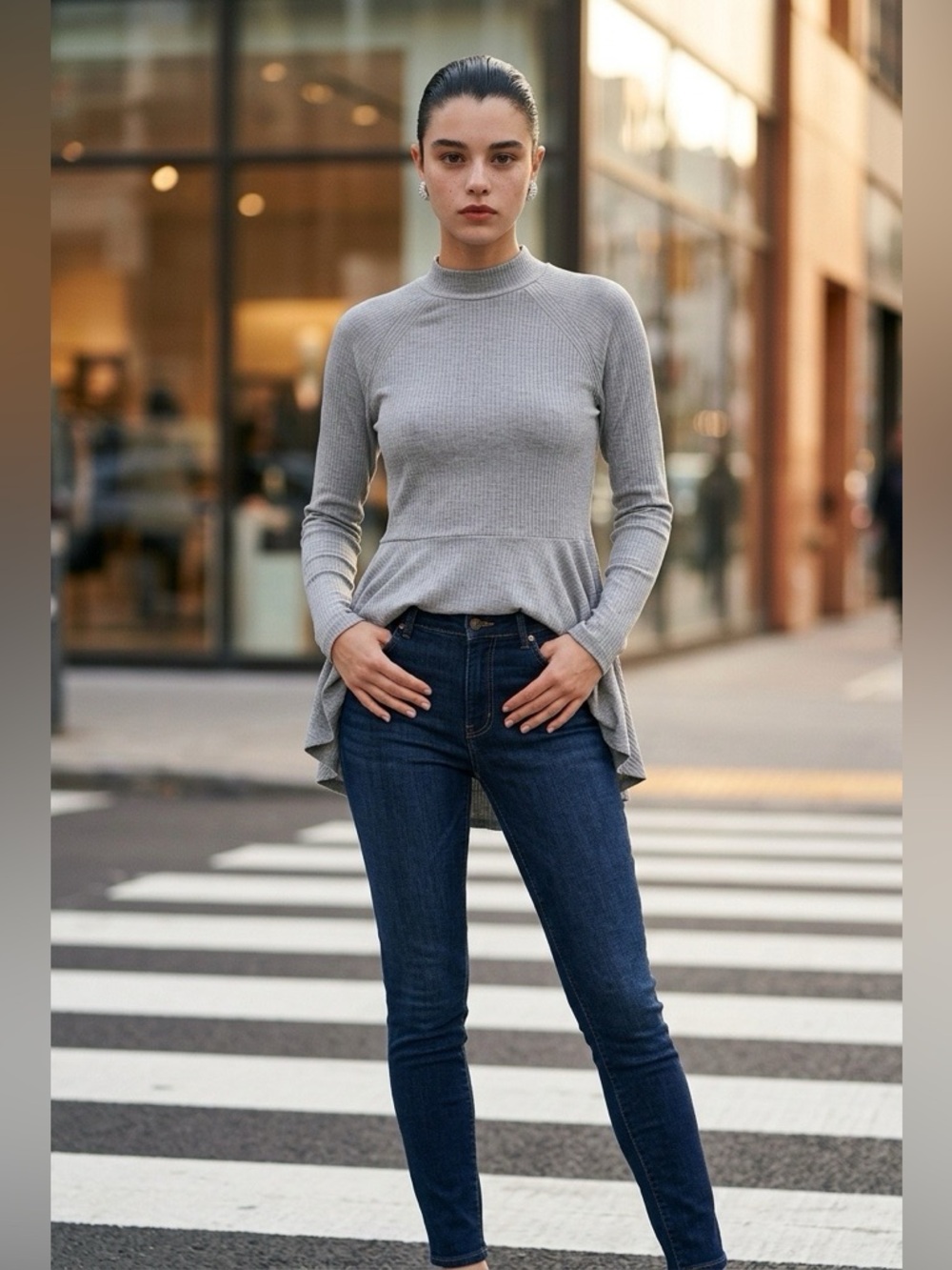 Anthropologie-Maeve long slv mock neck peplum ribbed asymmetrical top